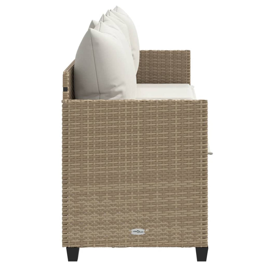 Ligbed Met Kussens Poly Rattan Beige beige and cream without canopy