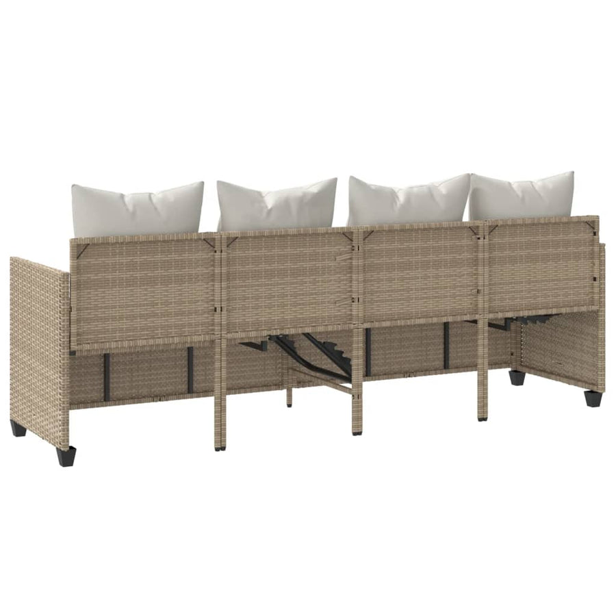 Ligbed Met Kussens Poly Rattan Beige beige and cream without canopy