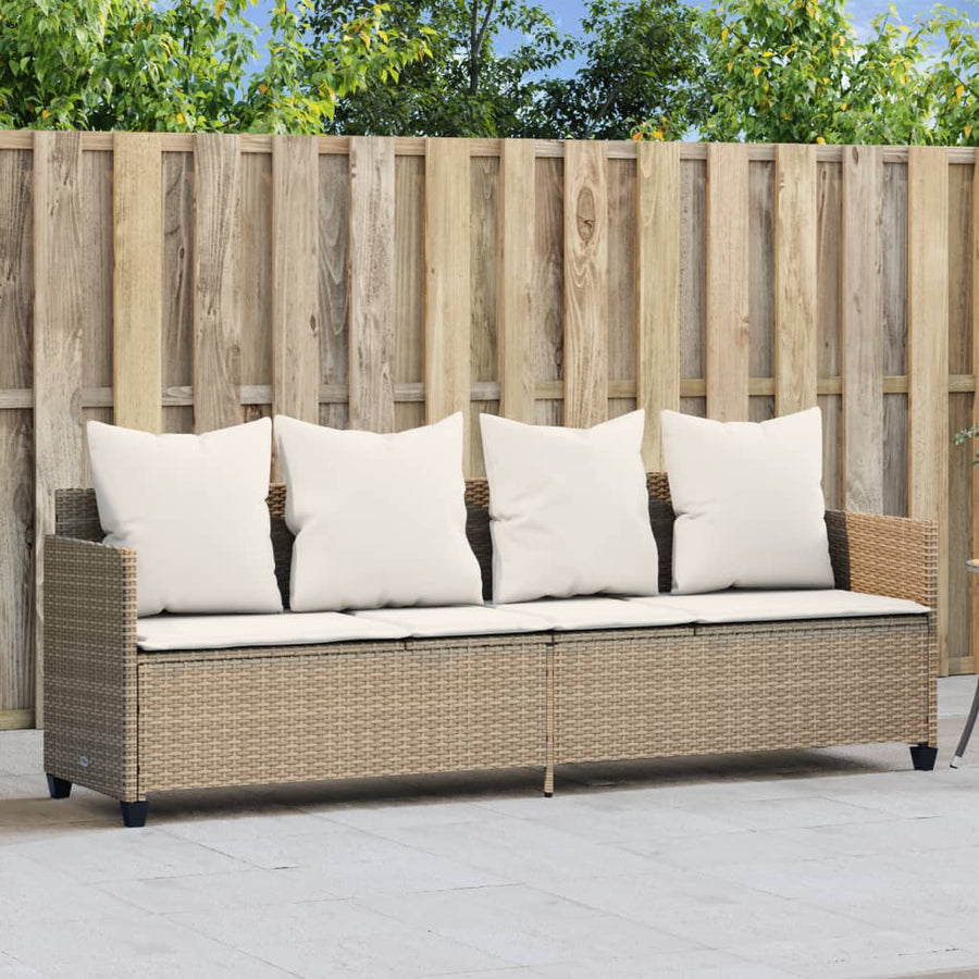 Ligbed Met Kussens Poly Rattan Beige beige and cream without canopy