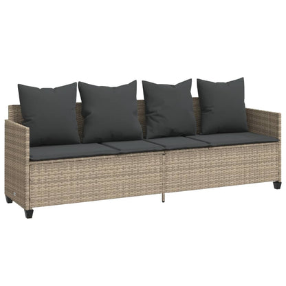 Ligbed Met Kussen Poly Rattan Lichtgrijs without canopy