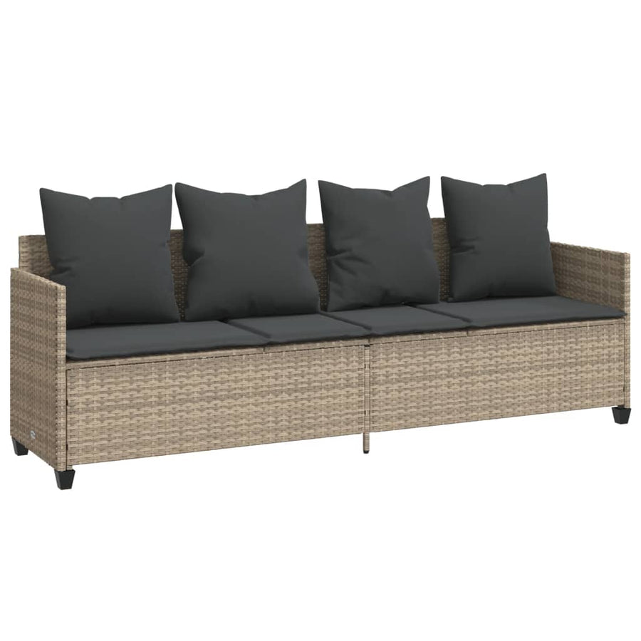 Ligbed Met Kussen Poly Rattan Lichtgrijs without canopy