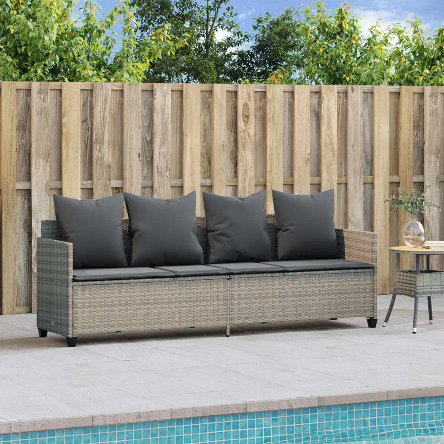 Ligbed Met Kussen Poly Rattan Lichtgrijs without canopy