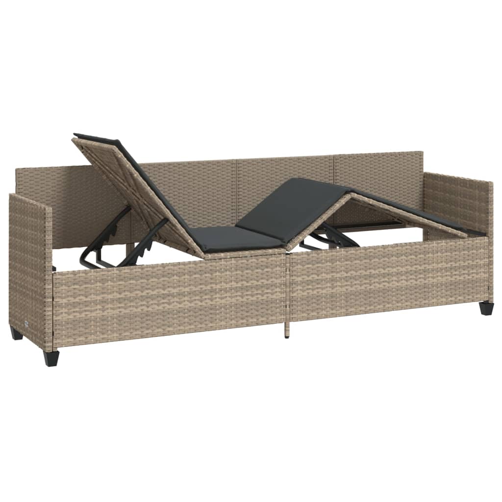 Ligbed Met Kussen Poly Rattan Lichtgrijs without canopy