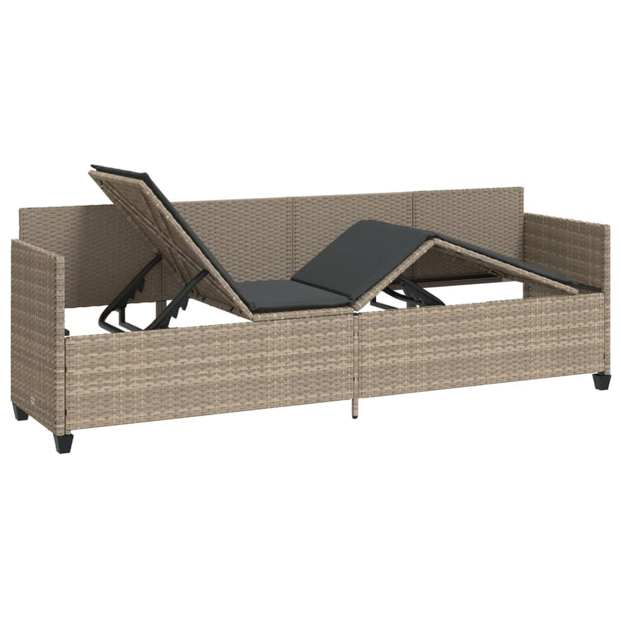 Ligbed Met Kussen Poly Rattan Lichtgrijs without canopy
