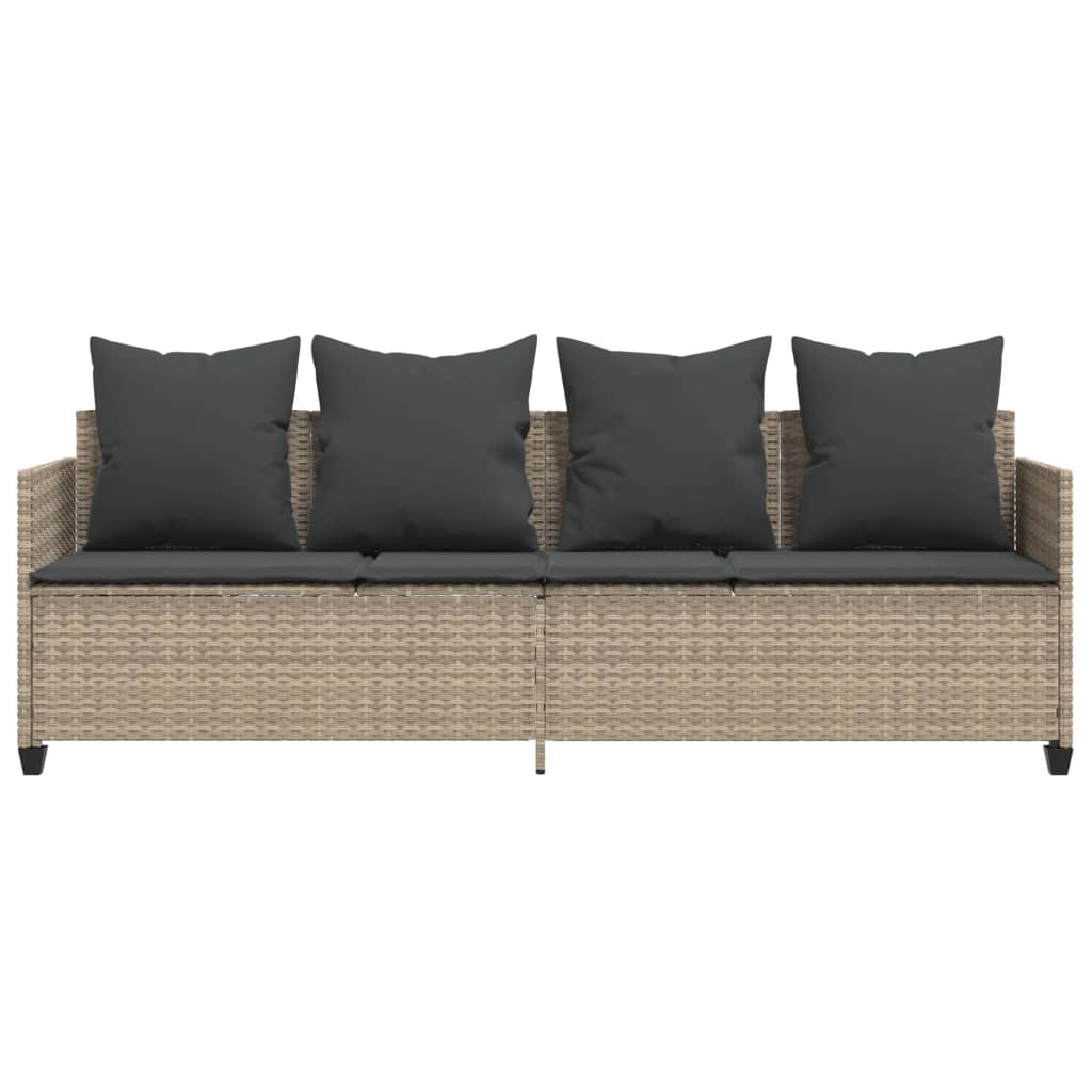 Ligbed Met Kussen Poly Rattan Lichtgrijs without canopy