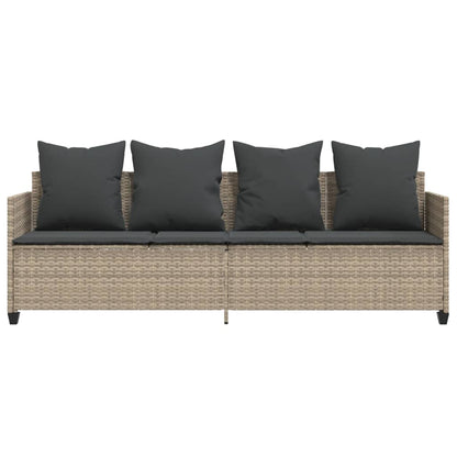 Ligbed Met Kussen Poly Rattan Lichtgrijs without canopy