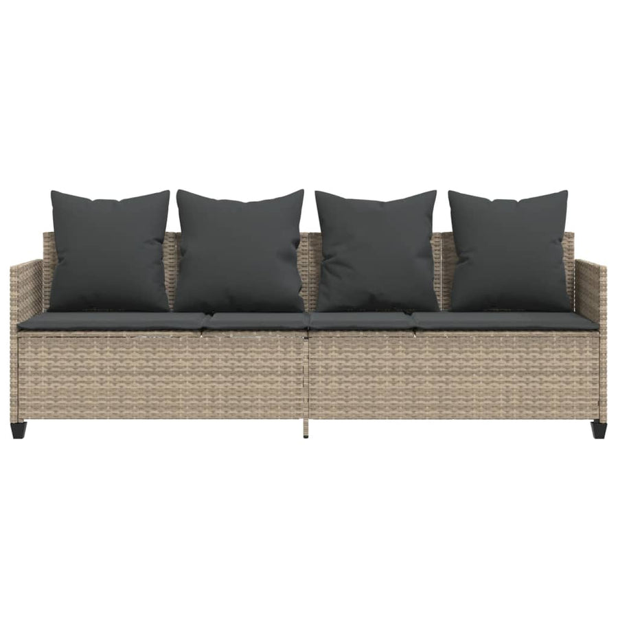 Ligbed Met Kussen Poly Rattan Lichtgrijs without canopy
