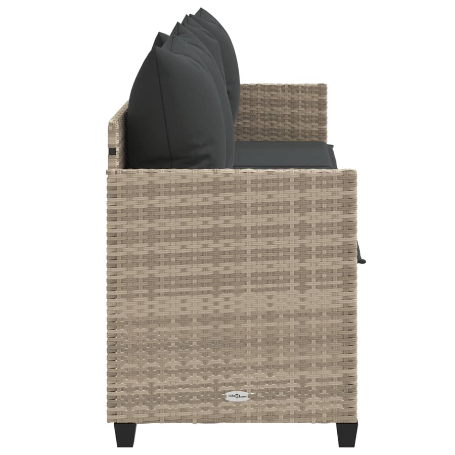 Ligbed Met Kussen Poly Rattan Lichtgrijs without canopy