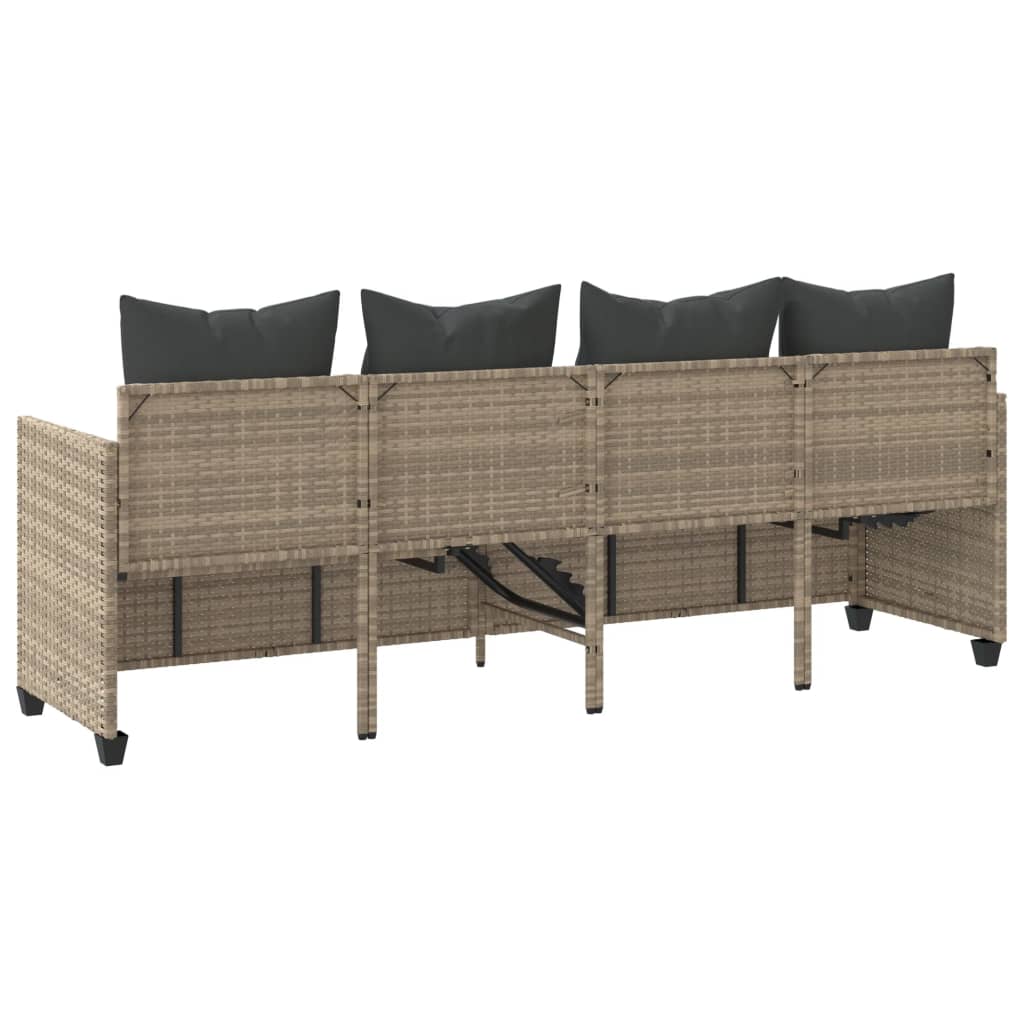 Ligbed Met Kussen Poly Rattan Lichtgrijs without canopy