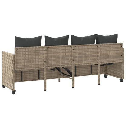 Ligbed Met Kussen Poly Rattan Lichtgrijs without canopy
