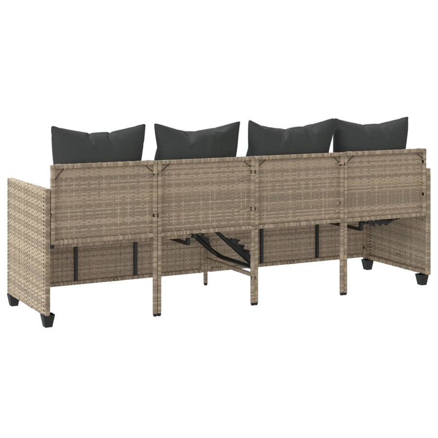 Ligbed Met Kussen Poly Rattan Lichtgrijs without canopy