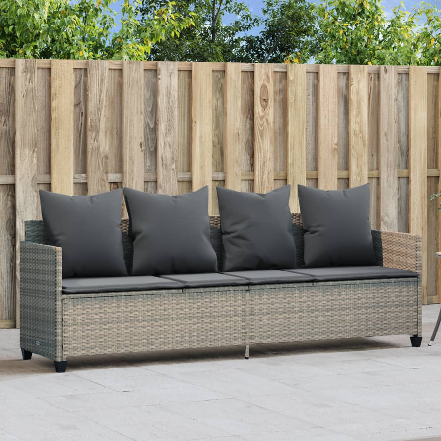 Ligbed Met Kussen Poly Rattan Lichtgrijs without canopy