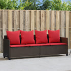 Ligbed poly rattan bruin met kussens