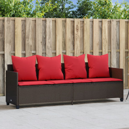 Ligbed Met Kussens Poly Rattan Bruin