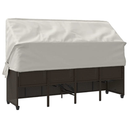 Ligbed Met Luifel En Kussens Poly Rattan Bruin en crème with canopy