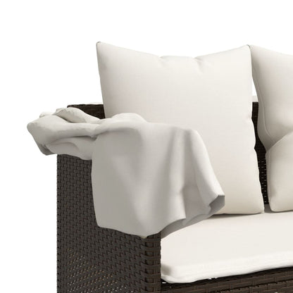 Ligbed Met Luifel En Kussens Poly Rattan Bruin en crème with canopy