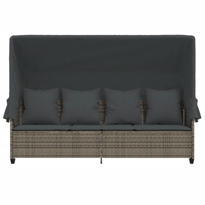 Ligbed Met Luifel En Kussens Poly Rattan  Grijs with canopy