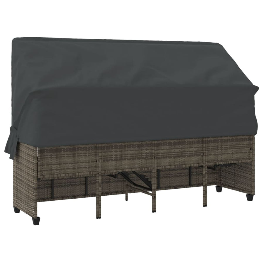 Ligbed Met Luifel En Kussens Poly Rattan  Grijs with canopy