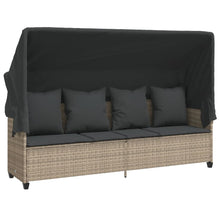 Ligbed Met Luifel En Kussens Poly Rattan  Lichtgrijs with canopy