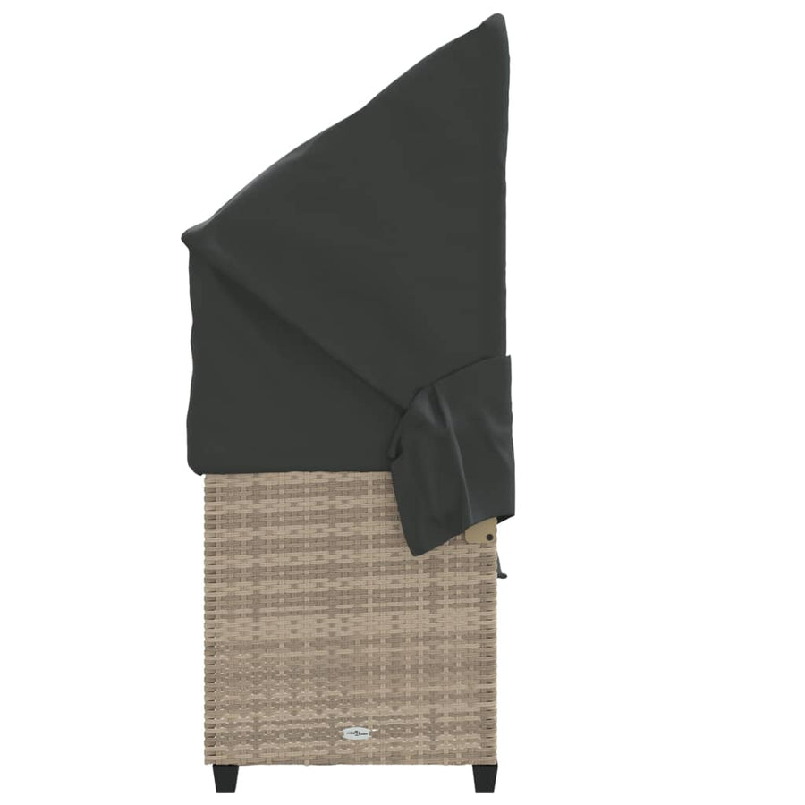 Ligbed Met Luifel En Kussens Poly Rattan  Lichtgrijs with canopy