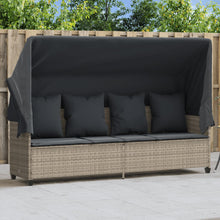 Ligbed Met Luifel En Kussens Poly Rattan  Lichtgrijs with canopy