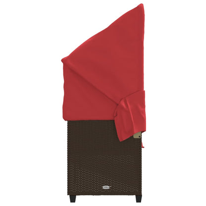 Ligbed Met Luifel En Kussens Poly Rattan Bruin