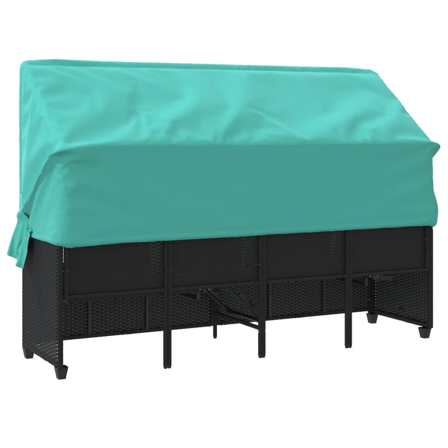 Ligbed En Kussens Poly Rattan Zwart
