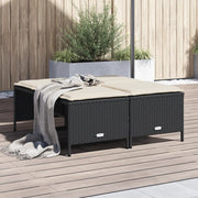 Tuinkrukken 4 st poly rattan zwart met kussens