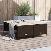 Tuinkrukken met kussens 4 st poly rattan bruin 50x48x36.5 cm