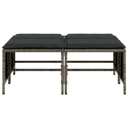 Tuinkrukken met kussens 4 st poly rattan grijs
