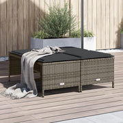 Tuinkrukken met kussens 4 stuks poly rattan grijs 50x48x36.5 cm