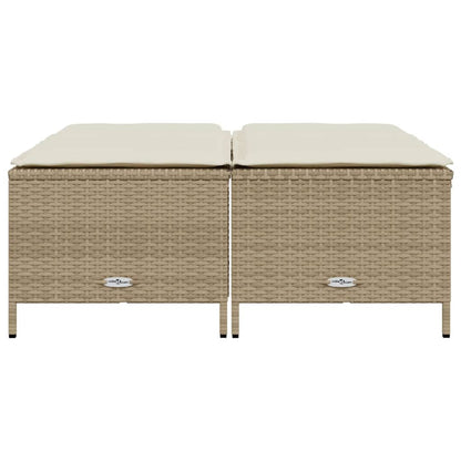 Tuinkrukken met kussens 4 st poly rattan beige