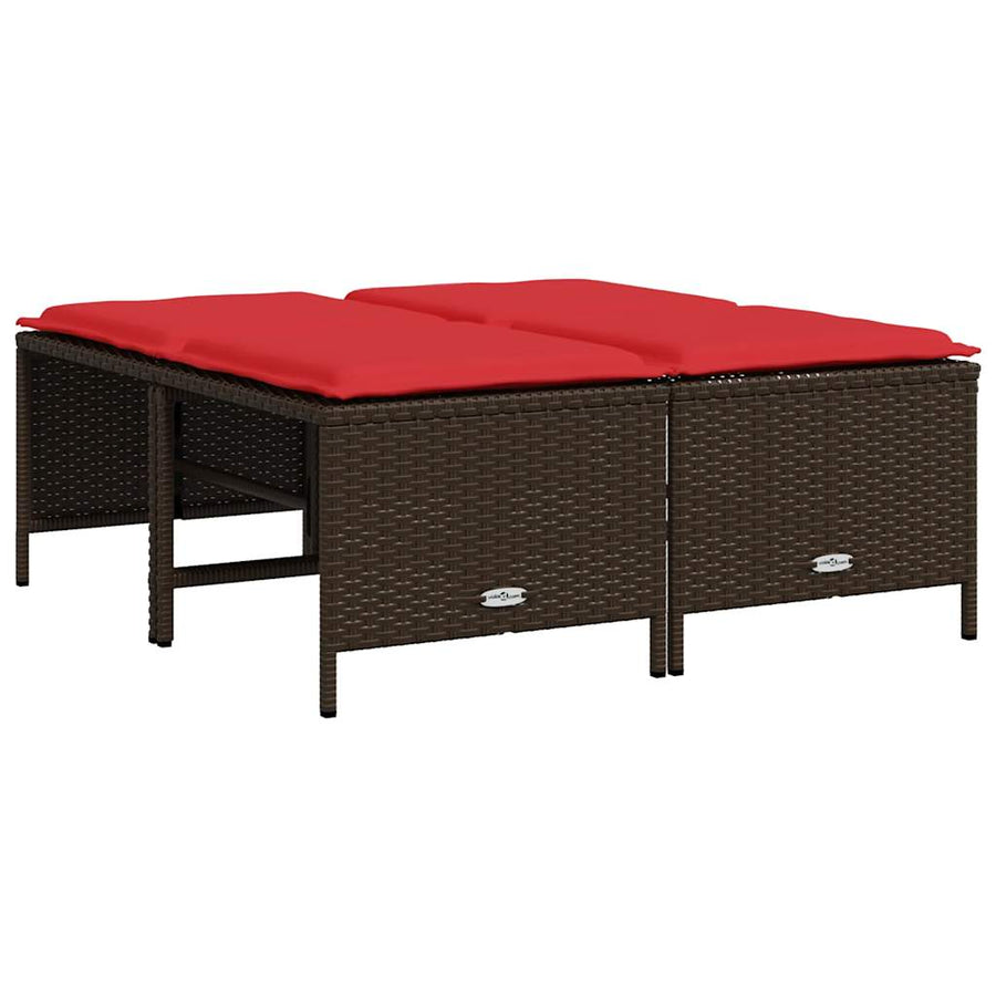 Tuinstoelen met kussens 4 stuks Bruin Poly Rotan