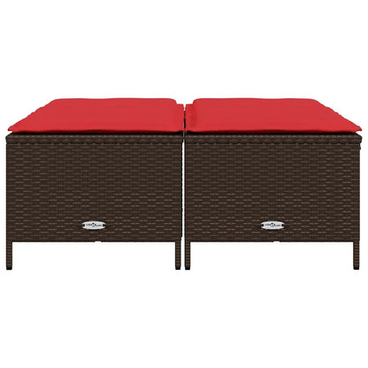 Tuinstoelen met kussens 4 stuks Bruin Poly Rotan