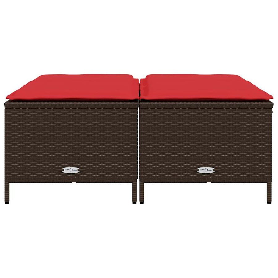 Tuinstoelen met kussens 4 stuks Bruin Poly Rotan