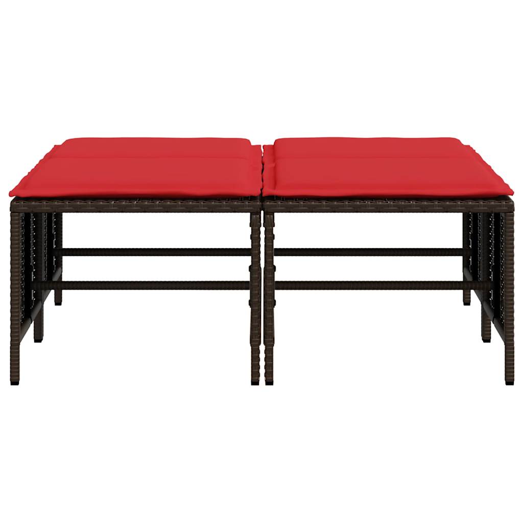 Tuinstoelen met kussens 4 stuks Bruin Poly Rotan