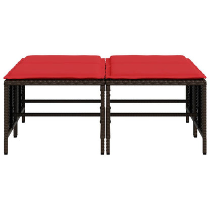 Tuinstoelen met kussens 4 stuks Bruin Poly Rotan