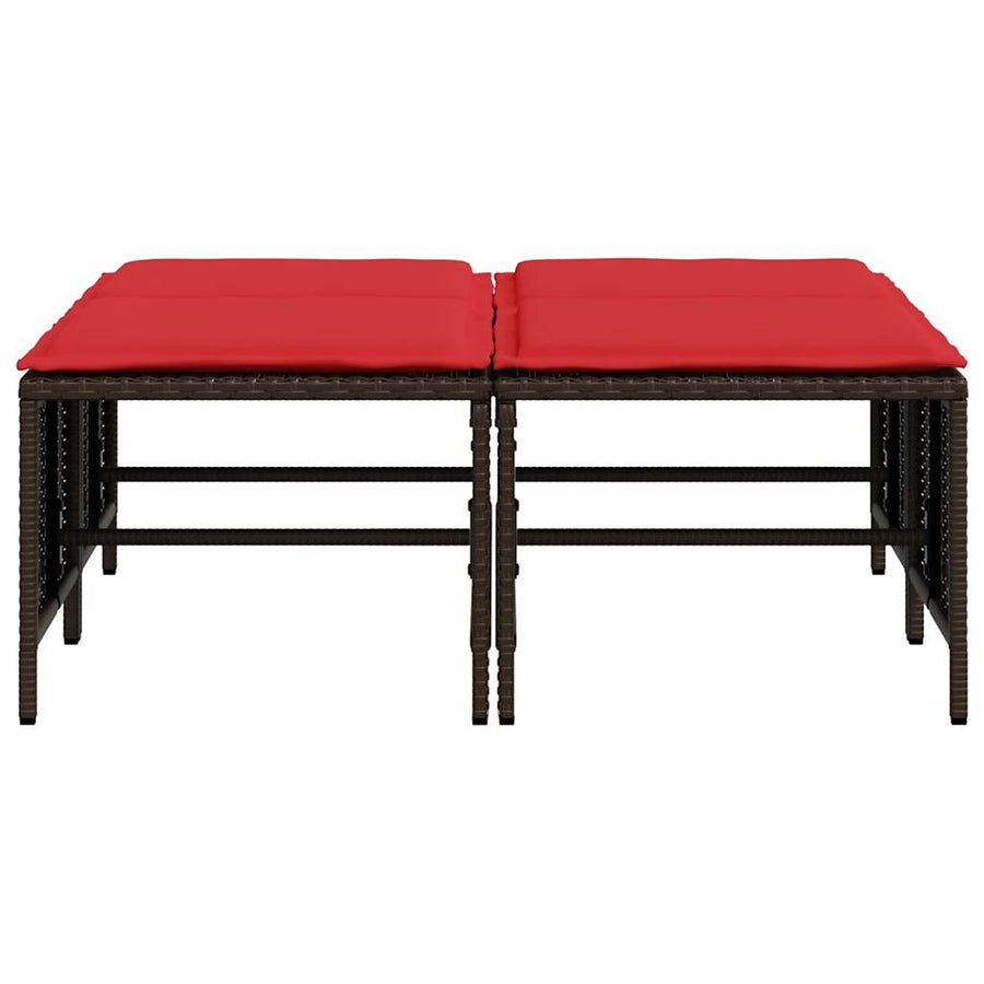 Tuinstoelen met kussens 4 stuks Bruin Poly Rotan