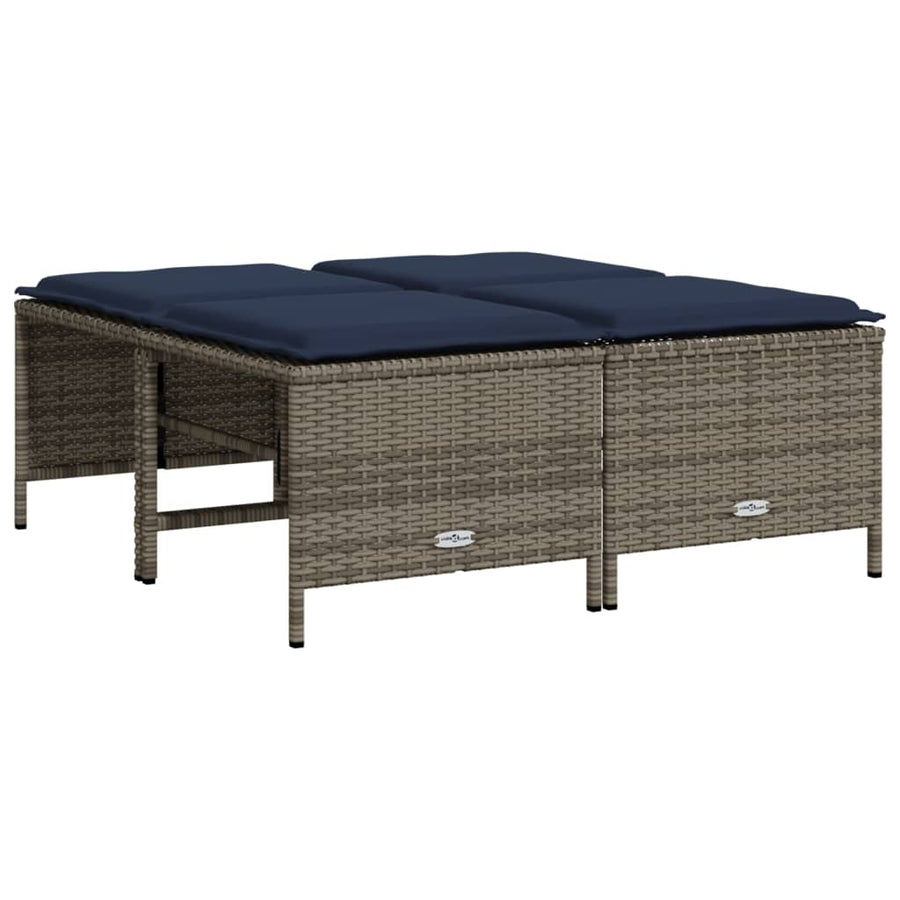 Tuinstoelen met kussens 4 stuks grijs polyrotan