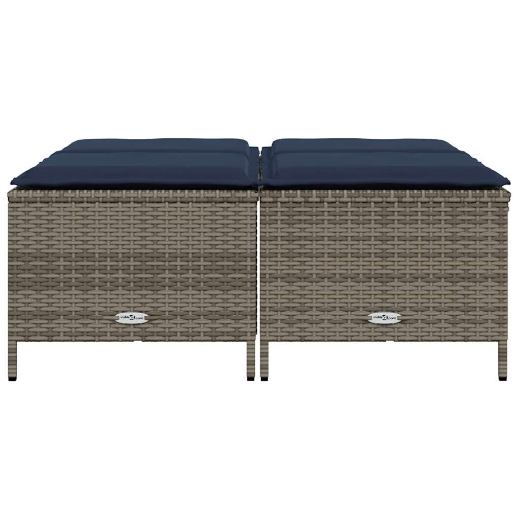 Tuinstoelen met kussens 4 stuks grijs polyrotan