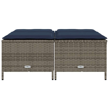 Tuinstoelen met kussens 4 stuks grijs polyrotan