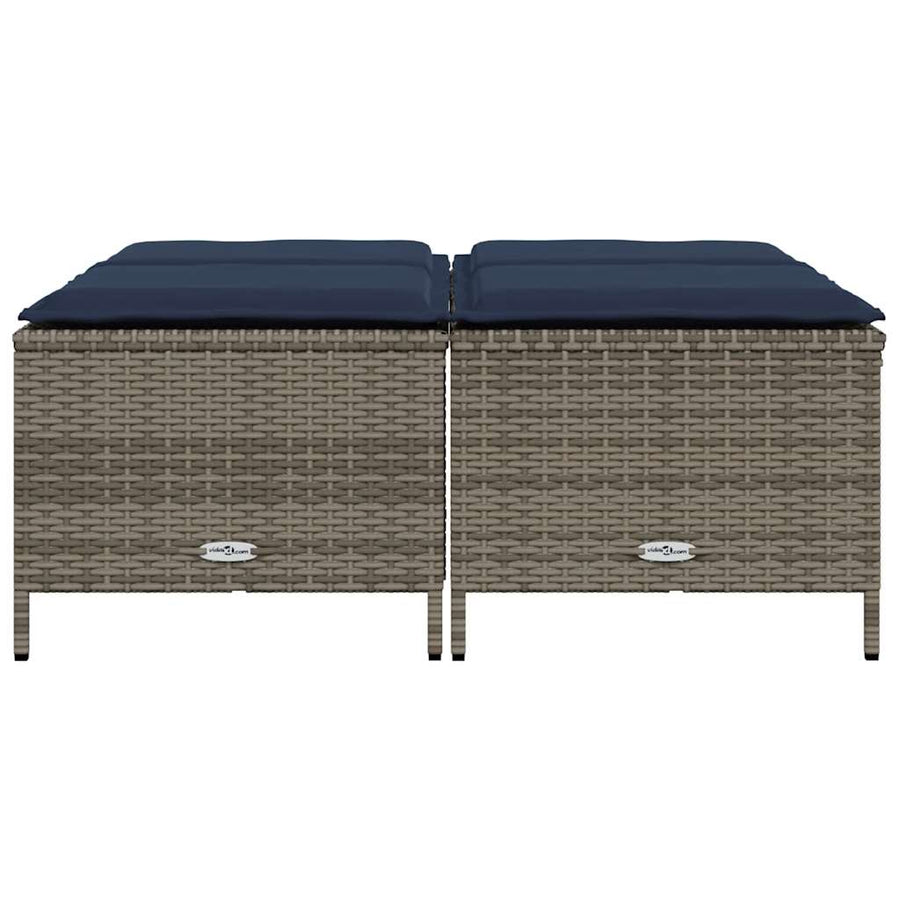 Tuinstoelen met kussens 4 stuks grijs polyrotan