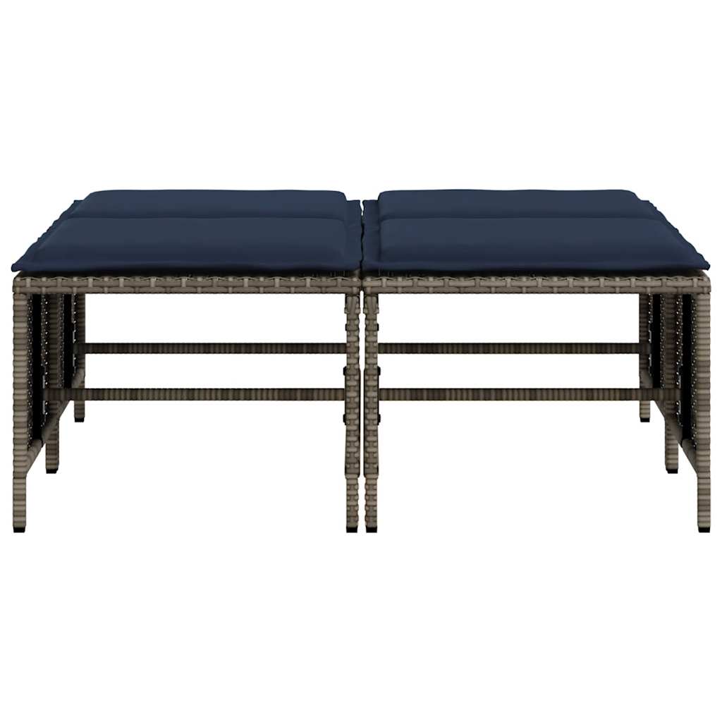 Tuinstoelen met kussens 4 stuks grijs polyrotan