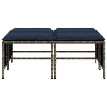 Tuinstoelen met kussens 4 stuks grijs polyrotan