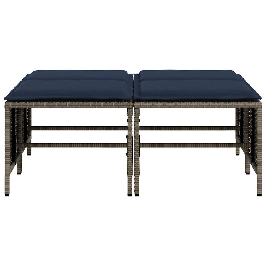 Tuinstoelen met kussens 4 stuks grijs polyrotan