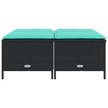 Tuinstoelen met kussens 4 stuks zwart polyrotan