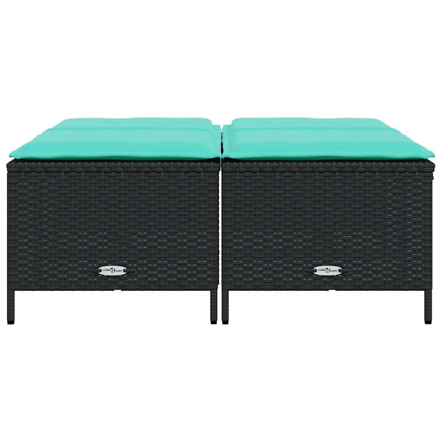 Tuinstoelen met kussens 4 stuks zwart polyrotan