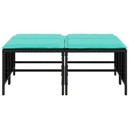 Tuinstoelen met kussens 4 stuks zwart polyrotan