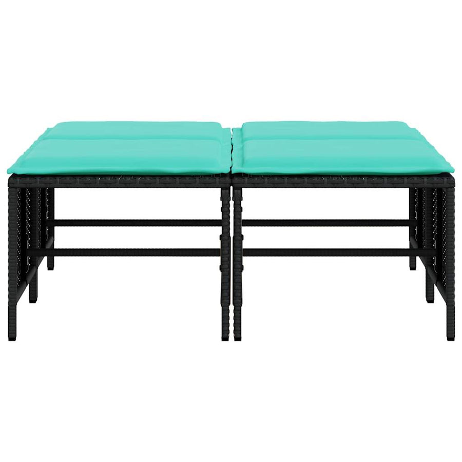 Tuinstoelen met kussens 4 stuks zwart polyrotan