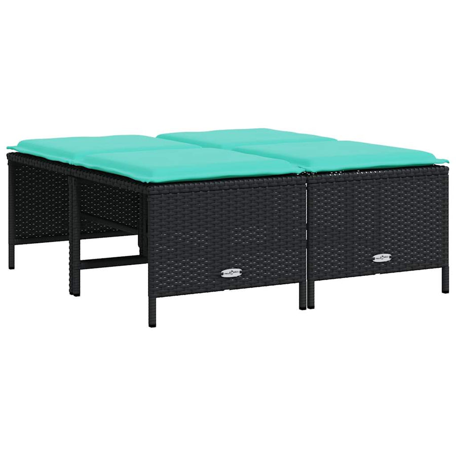 Tuinstoelen met kussens 4 stuks zwart polyrotan